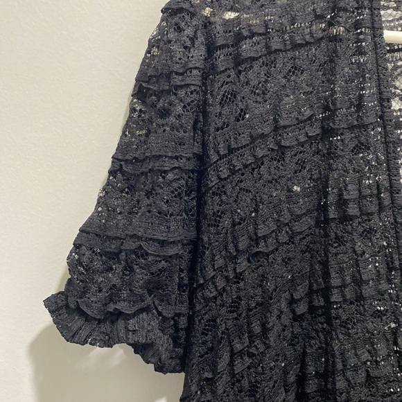 Torrid women black mesh ruffle sleeve maxi kimono swim cover Sz 00 Bin 0 - Picture 7 of 9